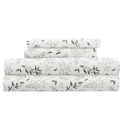 Cloth & Gable Tossed Foliage 4-Piece Pattern Sheet Set (Eucalyptus, Queen)