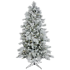 The Slim Snow-Covered Pine With Color-Changing Lights