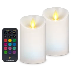 Luminara Flameless 4" Color Changing Wax Pillars Set