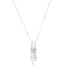 Kylie Harper Sterling Silver Dangling Kitty Cat Pendant Necklace