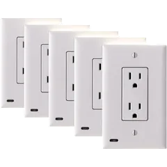 5-Pack: Hakol Outlet Cover with Built-In LED Top/Bottom Night Light