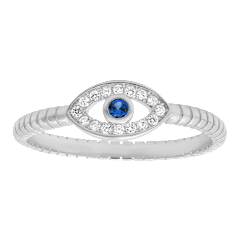 Kylie Harper Sterling Silver Petite CZ Evil Eye Ring