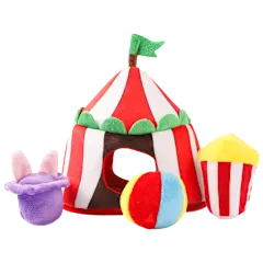 HugSmart Juguetes de Peluche para Perros 3 en 1 con Sonido y Escondite (Happy Circus)