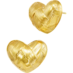 Savvy Cie Basket Weave Wide Heart Earrings or Pendant