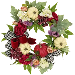 National Tree Company 22" Harvest Wreath with Peony, Pumpkin & Bow