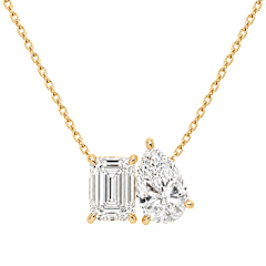 Saffron Toi et Moi Pear & Emerald Cut Cubic Zirconia Double Pendant Necklace