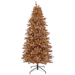 National Tree Company 10' Christmas Rose Gold Hinged Tree with 2720 Warm White