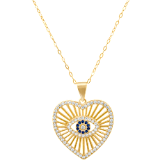 Kylie Harper 14k Gold Over Silver Evil Eye Heart Pendant (Gold)