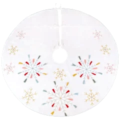 National Tree Company Boho Velvet Snowflake Embroidered Christmas Tree Skirt