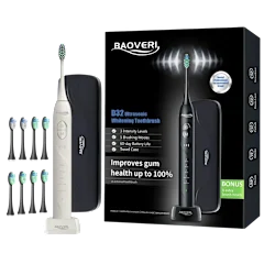 BAOVERI D32 Ultrasonic Whitening Toothbrush, 8 Brush Heads, Wireless Charger