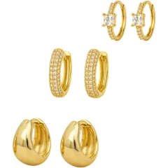 3-Pack: Dloria Dainty Huggie Hoop Earrings
