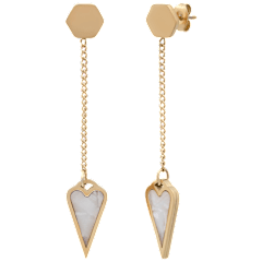 Saffron 18K Gold Plated Stainless Steel Mother of Pearl Drop Earrings