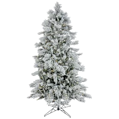 National Tree Company 7.5' Slim Flocked Bavarian Pine Tree with 600 Dual LED