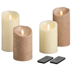 Luminara 4-Piece Flameless Smooth & Glitter Candles
