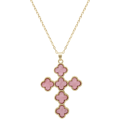 Saffron Clover Cross Pendant Necklace