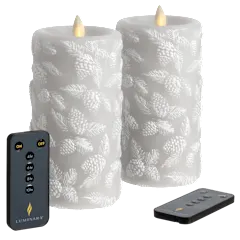 The Sculpted Wax Pinecone and Greenery Flameless Candle Set