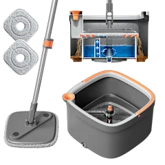 Spin Mop and Bucket Set with Separate Dirty Water System