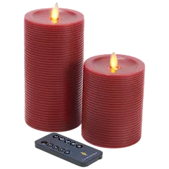 2-Pack: Luminara Textured Striped Flameless Pillar