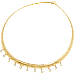 Savvy Cie Omega Style Necklace with Round Cubic Zirconia Fringe