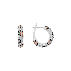 Kylie Harper Sterling Silver Leopard Skin Pave CZ Hoop Earrings