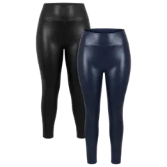 2-Pack: HUE Leatherette Hi Rise Plus-size Leggings