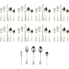 Kitchinox Georgetown 45-Piece Mirrored Stainless Flatware Set