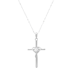Kylie Harper Sterling Silver CZ Heart Cross Pendant