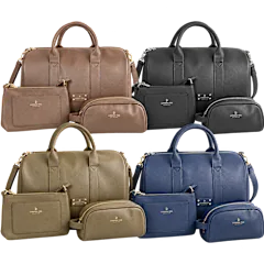 London Fog Jessica 3-Piece Pebbled Vegan Leather Duffel Set
