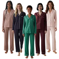 Moonstruck 2-Piece Notch Collar Peached Jersey Sleep Set