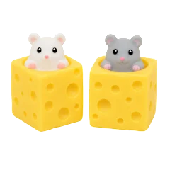 3-Pack: Infinite Basics Cheese Mouse Pop-Up Sensory Fidget Toys