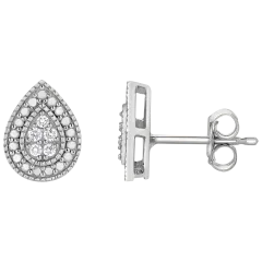 Diseño Único Aretes de Pera con Diamantes Cultivados en Laboratorio de 1/10 Quilate TW
