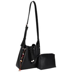 Poppy & Harper Mae Soft Bucket Drawstring Bag with Stone Accent Add-On