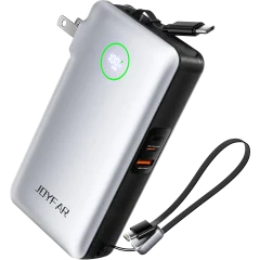 JOYFAR Banco de Energía GaN de 10,000mAh y 35W con Enchufe de Pared y Cable U...