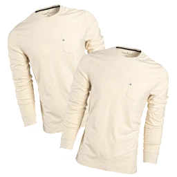 2-Pack: Tailor Vintage 95% Cotton Stretch Slub Jersey Long Sleeve Pocket Tees