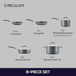 Circulon A1 Series Juego de Batería de Cocina Antiadherente de 8 Piezas con ScratchDefense