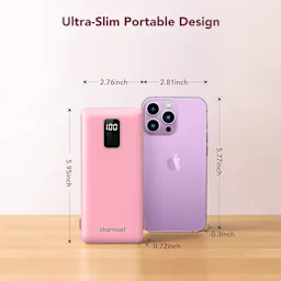 Charmast Batería Portátil de 10,000 mAh con Cables Integrados y Enchufe de Pared