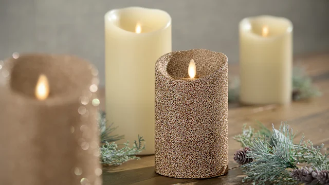 Luminara 4-Piece Flameless Smooth & Glitter Candles