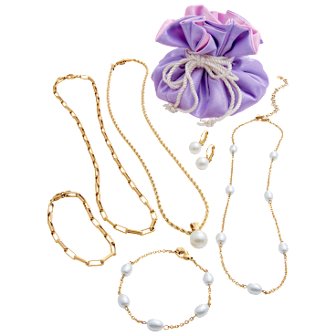 Savvy Cie 7-Piece Genuine Pearl Jewelry Set with Travel Bag