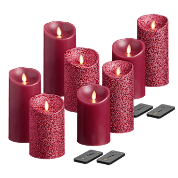 Luminara 8-Piece Flameless Smooth & Glitter Candles in Plum