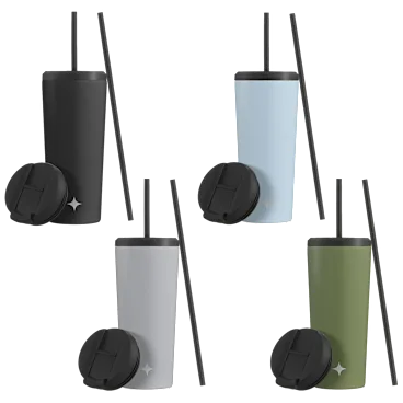 4-Pack: JoyJolt 24oz Vacuum Insulated Tumblers with Straw & Flip Lids