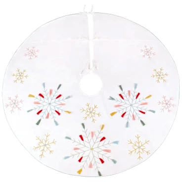 National Tree Company Boho Velvet Snowflake Embroidered Christmas Tree Skirt