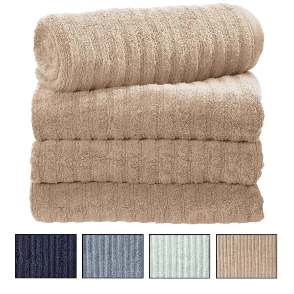 iDesign 4-Piece Ribbed Spa Bath Towel Set