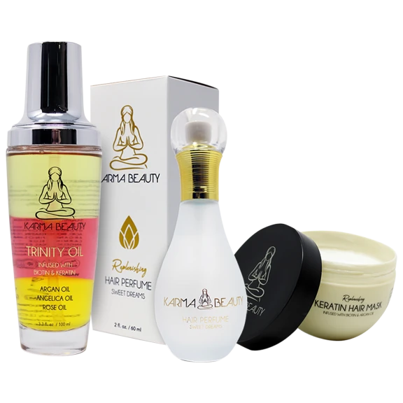 3-pack: Karma Beauty Trinity Oil, Hair Perfume, and Keratin Hair Mask