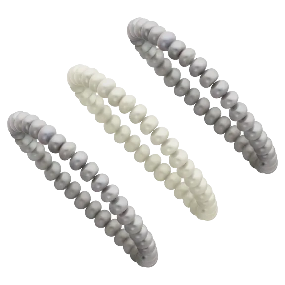 Set of 3 Cultured Freshwater Pearl Stretch Bracelets