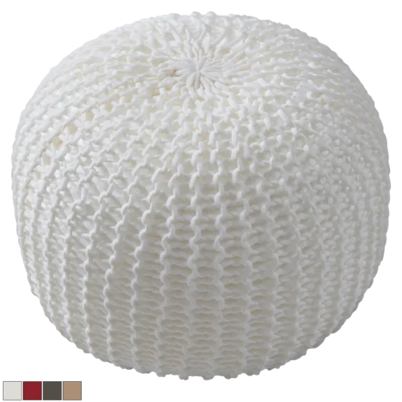 Cheer Collection 18" Round Cable Knit Ottoman Pouf
