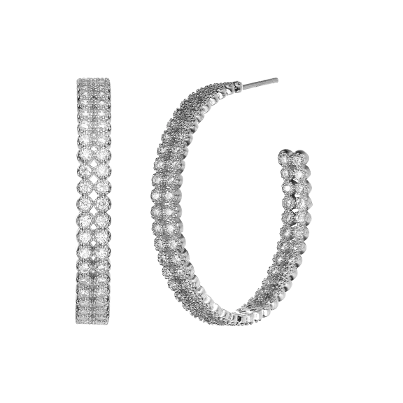 Rachel Glauber Large Inside-Out CZ Hoop Earrings