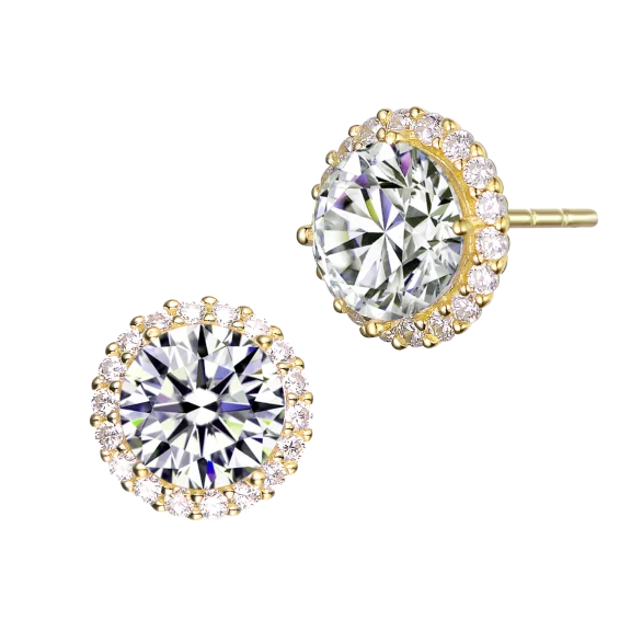 Genevive Lab Created Round and Halo Diamond Earrings