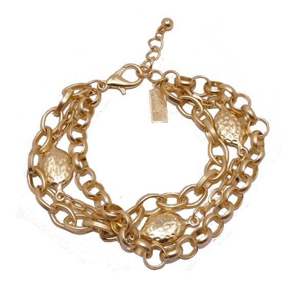 18K Yellow Gold Multi Strand Nugget Bracelet