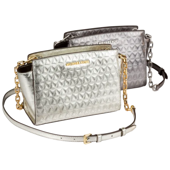 Michael Kors Selma Leather Triangle Quilted Medium Messenger Handbag