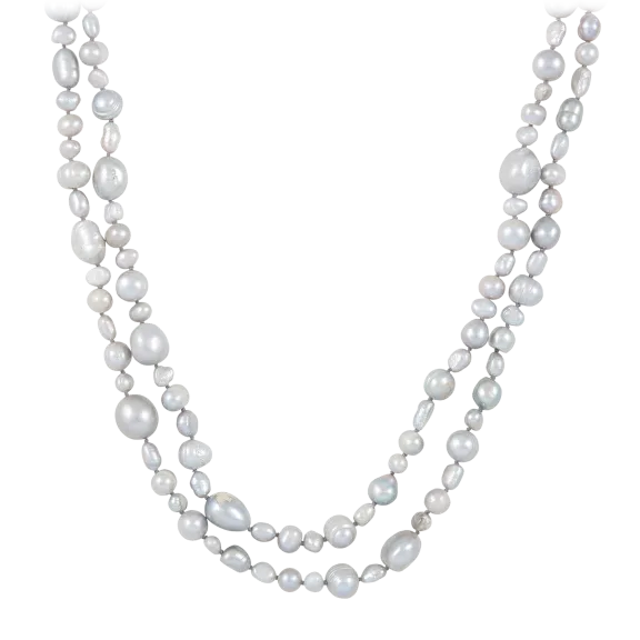 Endless Mixed Gray Freshwater Pearl Necklace